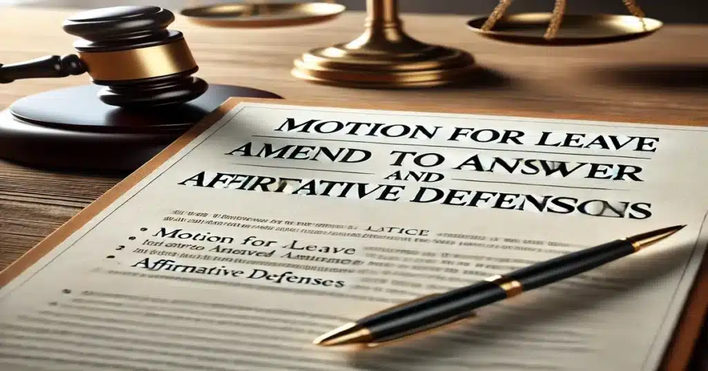 Strengthening Your Defense: Filing a Motion for Leave to Amend Answer and Affirmative Defenses
