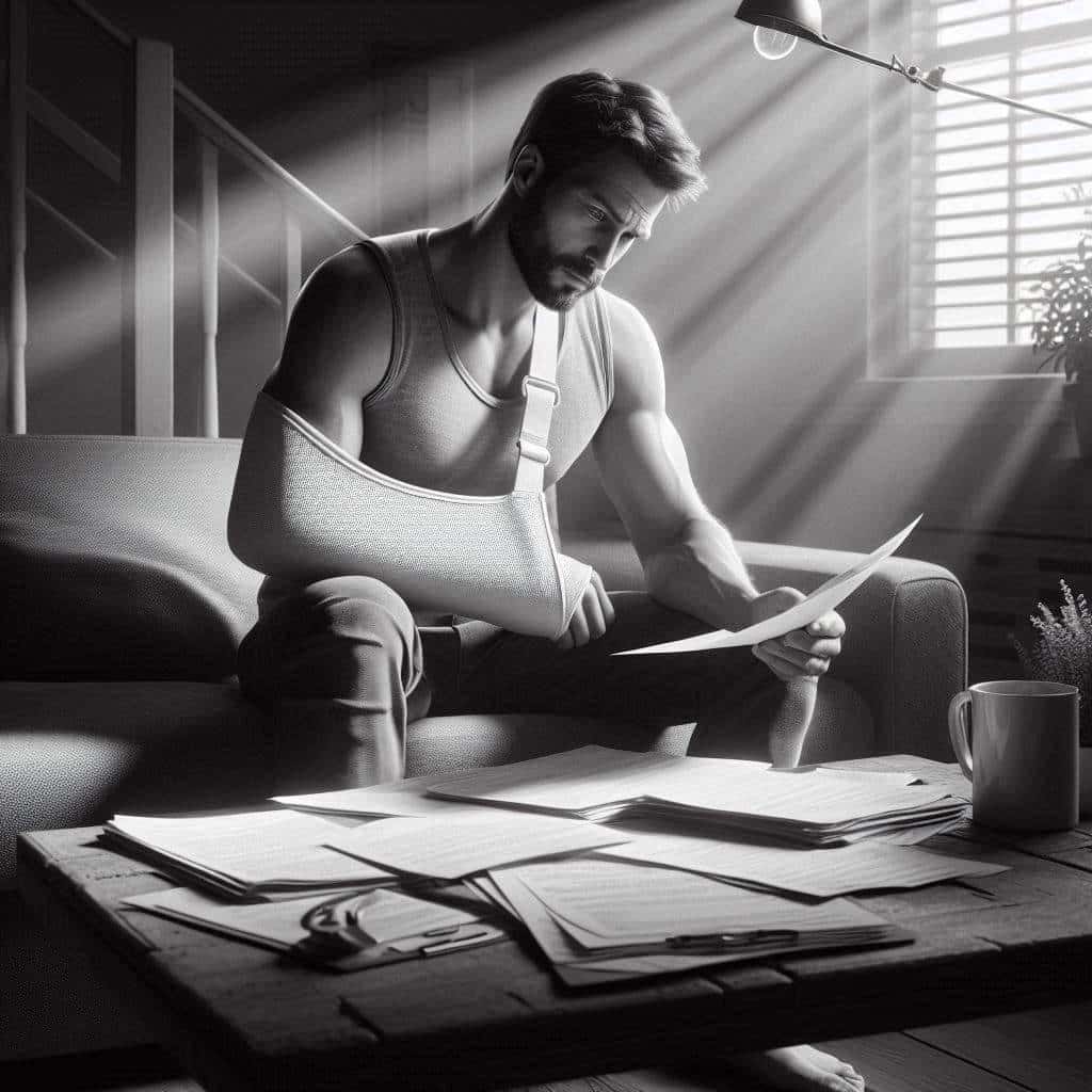 Ray reviewing personal injury case documents